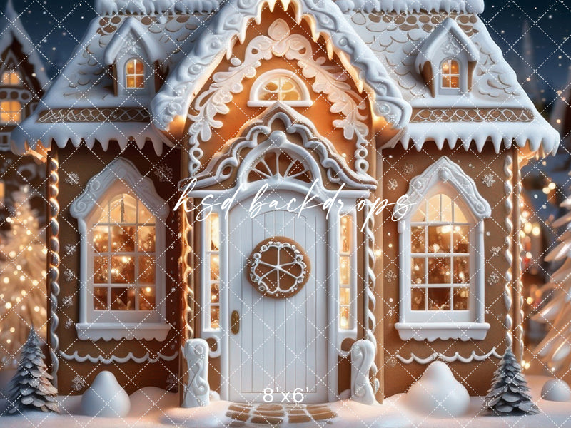 Cozy Gingerbread House (sweep options) - HSD Photography Backdrops
