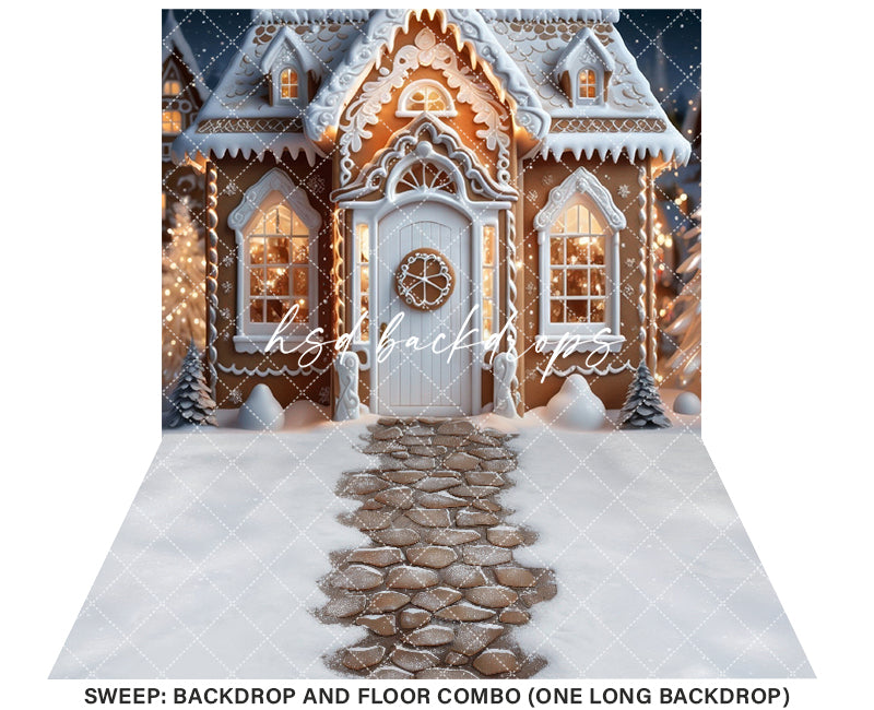 Cozy Gingerbread House (sweep options) - HSD Photography Backdrops