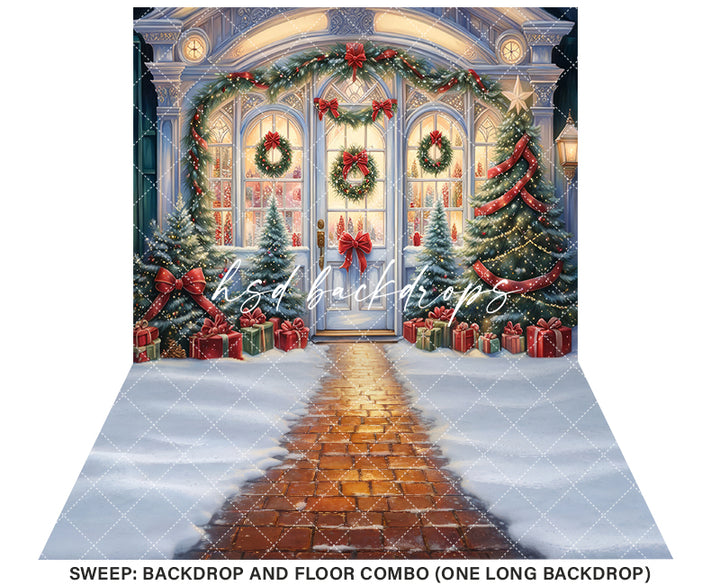 Lighted Christmas House (sweep options) - HSD Photography Backdrops