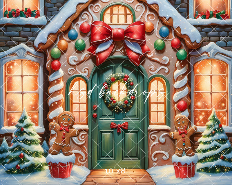 Frosted Gingerbread House (sweep options) - HSD Photography Backdrops