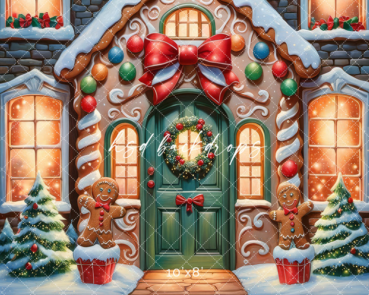 Frosted Gingerbread House (sweep options) - HSD Photography Backdrops