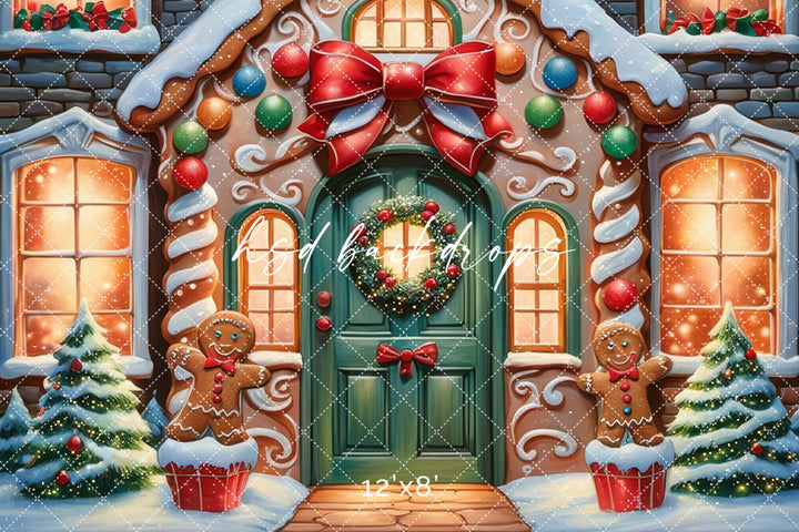 Frosted Gingerbread House (sweep options) - HSD Photography Backdrops