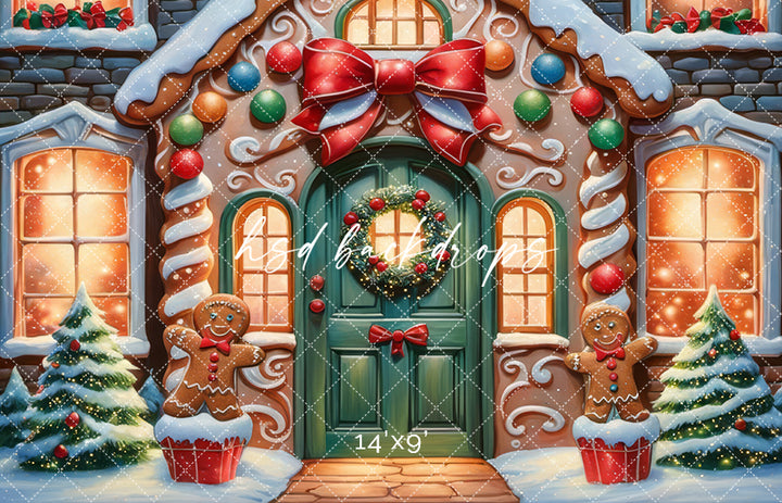 Frosted Gingerbread House (sweep options) - HSD Photography Backdrops
