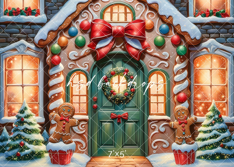 Frosted Gingerbread House (sweep options) - HSD Photography Backdrops