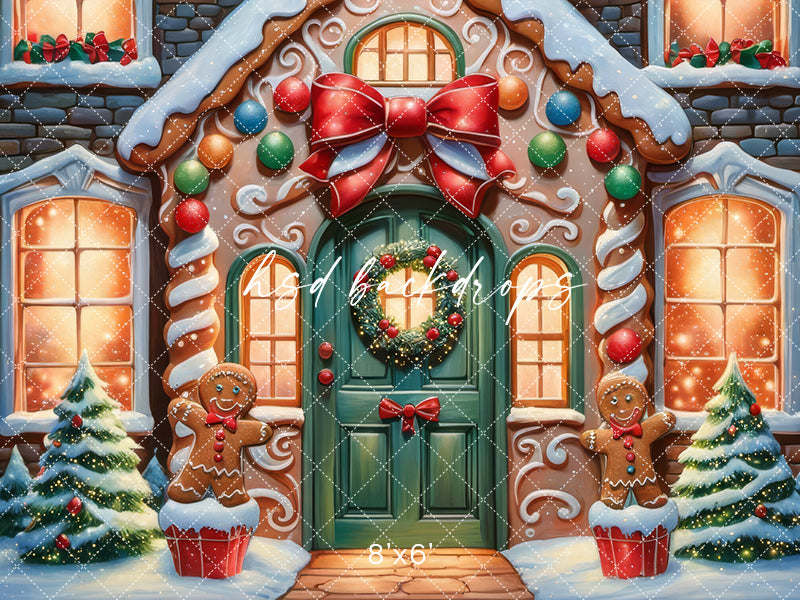 Frosted Gingerbread House (sweep options) - HSD Photography Backdrops