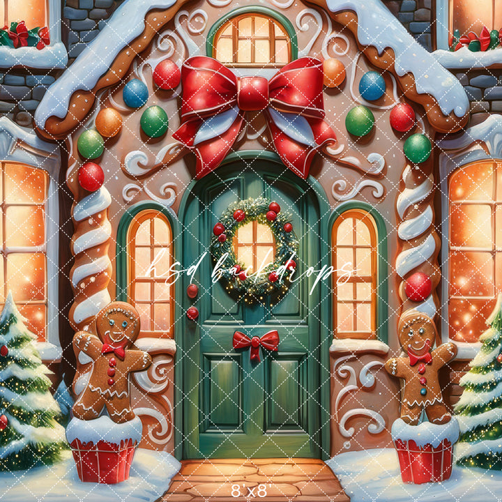 Frosted Gingerbread House (sweep options) - HSD Photography Backdrops