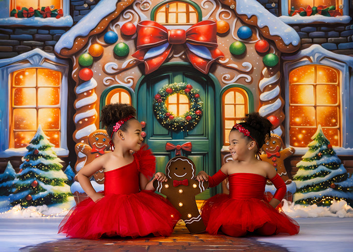 Frosted Gingerbread House (sweep options) - HSD Photography Backdrops