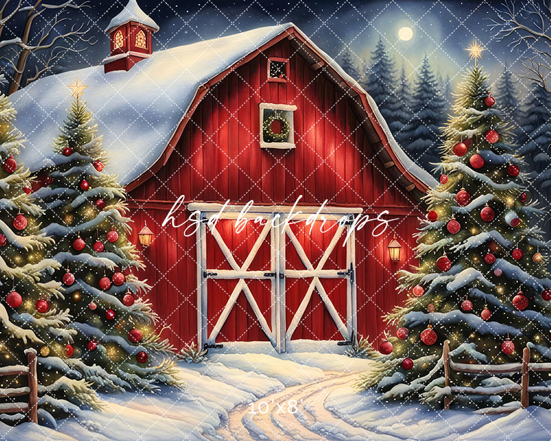 Country Christmas Barn (sweep options) - HSD Photography Backdrops