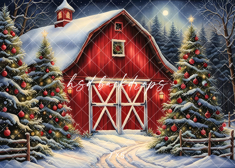 Country Christmas Barn (sweep options) - HSD Photography Backdrops