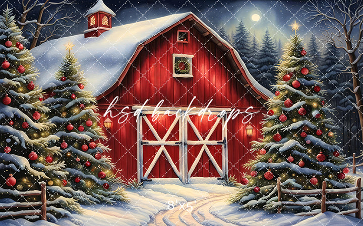 Country Christmas Barn (sweep options) - HSD Photography Backdrops