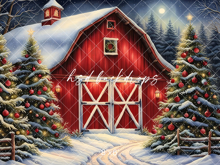 Country Christmas Barn (sweep options) - HSD Photography Backdrops