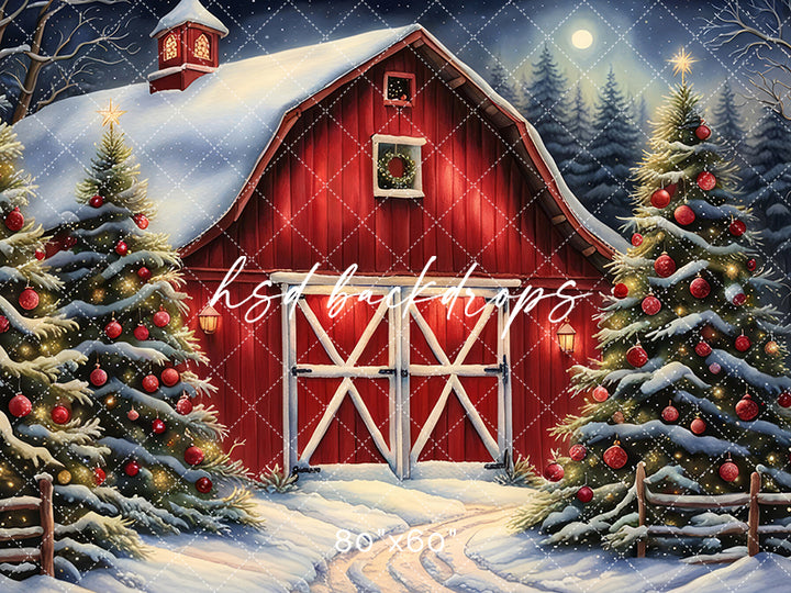 Country Christmas Barn (sweep options) - HSD Photography Backdrops