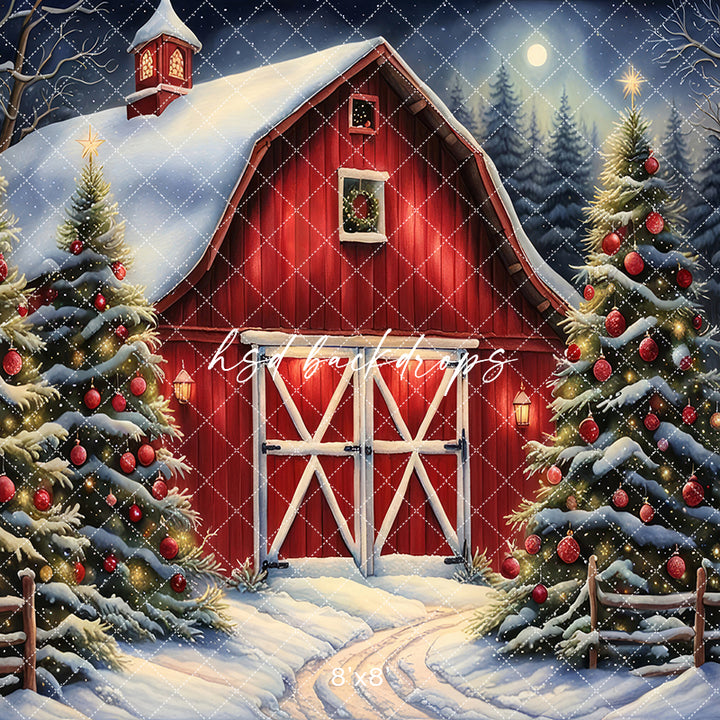 Country Christmas Barn (sweep options) - HSD Photography Backdrops
