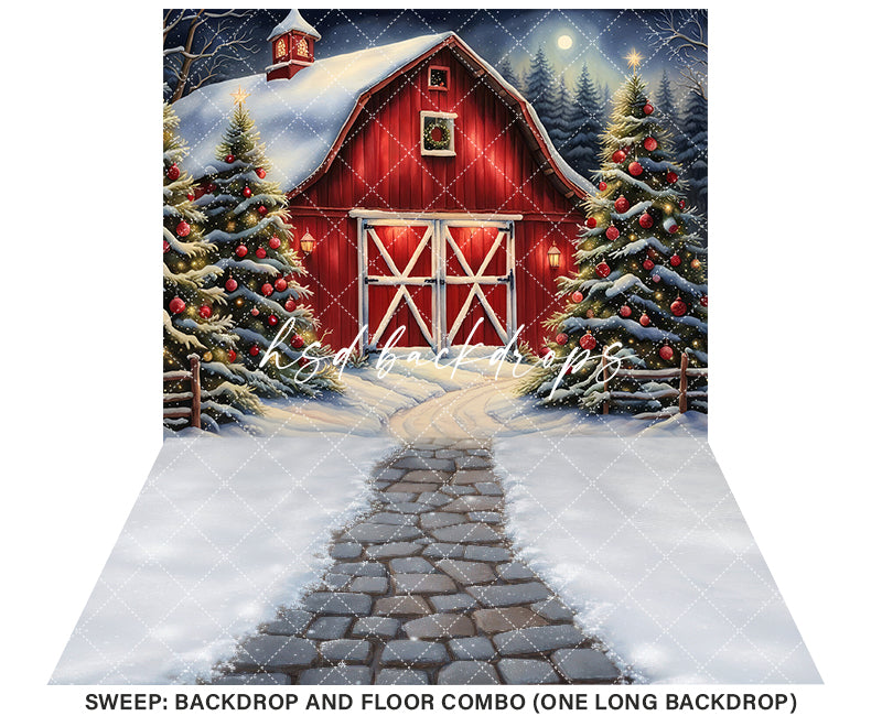 Country Christmas Barn (sweep options) - HSD Photography Backdrops