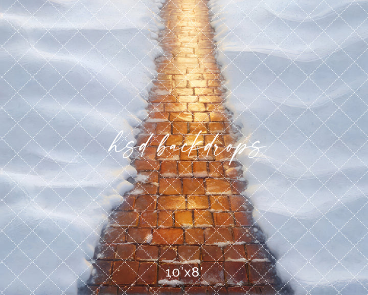 Glowing Winter Brick Pathway - HSD Photography Backdrops
