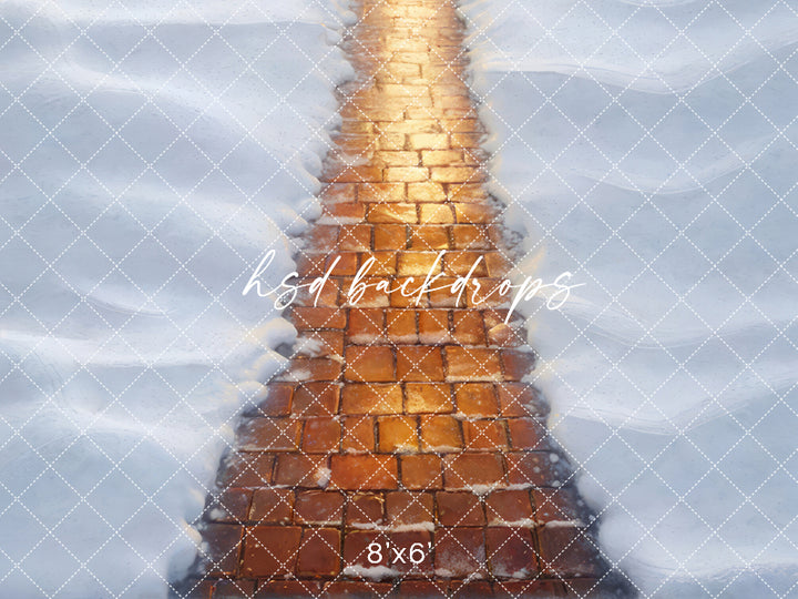 Glowing Winter Brick Pathway - HSD Photography Backdrops