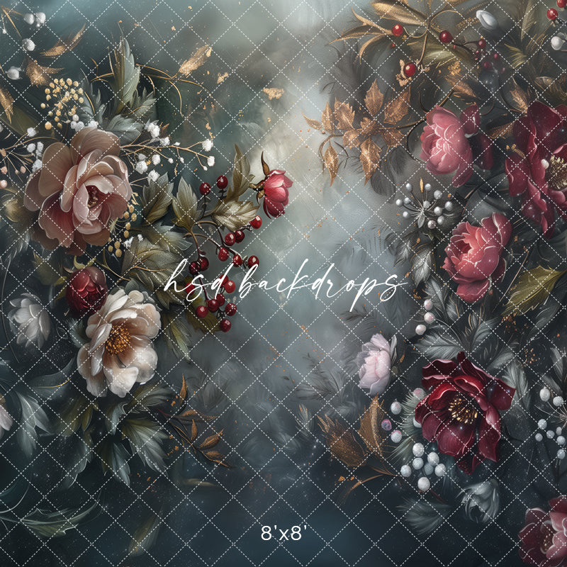 Moody Winter Floral  (sweep options) - HSD Photography Backdrops