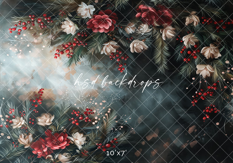 Christmas Berries & Blooms (sweep options) - HSD Photography Backdrops