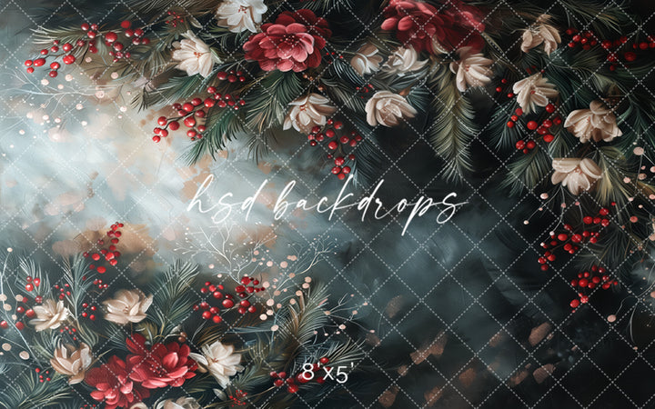 Christmas Berries & Blooms (sweep options) - HSD Photography Backdrops