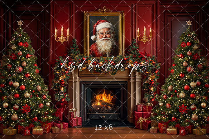 Santa Claus Christmas Fireplace (sweep options) - HSD Photography Backdrops
