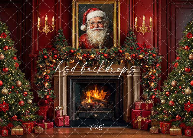 Santa Claus Christmas Fireplace (sweep options) - HSD Photography Backdrops