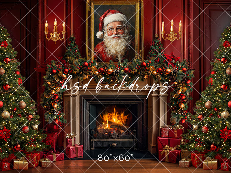 Santa Claus Christmas Fireplace (sweep options) - HSD Photography Backdrops