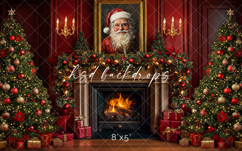 Santa Claus Christmas Fireplace (sweep options) - HSD Photography Backdrops