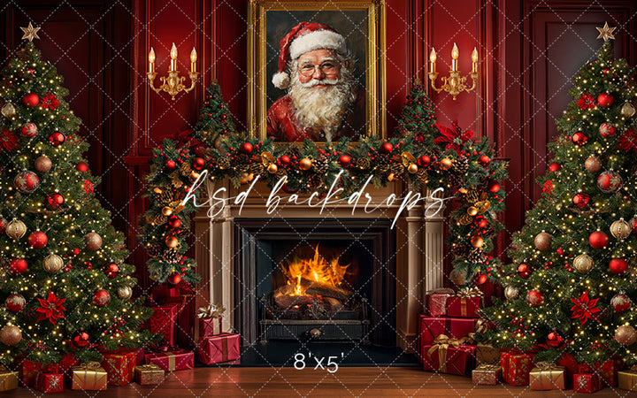 Santa Claus Christmas Fireplace (sweep options) - HSD Photography Backdrops