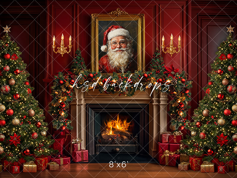 Santa Claus Christmas Fireplace (sweep options) - HSD Photography Backdrops