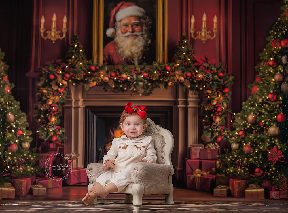 Santa Claus Christmas Fireplace (sweep options) - HSD Photography Backdrops