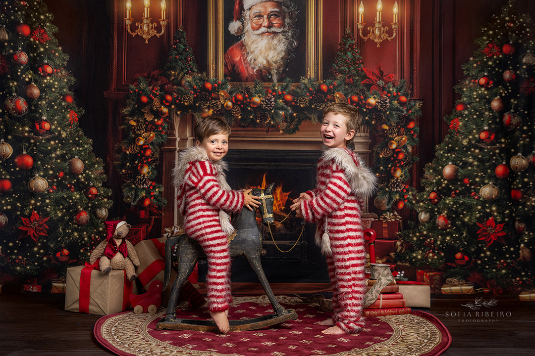 Santa Claus Christmas Fireplace (sweep options) - HSD Photography Backdrops