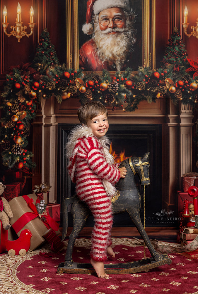 Santa Claus Christmas Fireplace (sweep options) - HSD Photography Backdrops