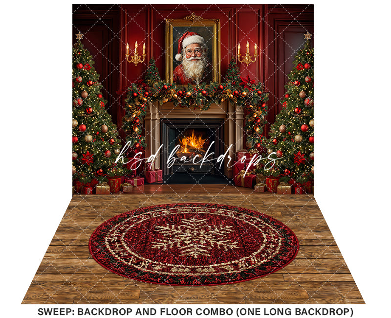 Santa Claus Christmas Fireplace (sweep options) - HSD Photography Backdrops