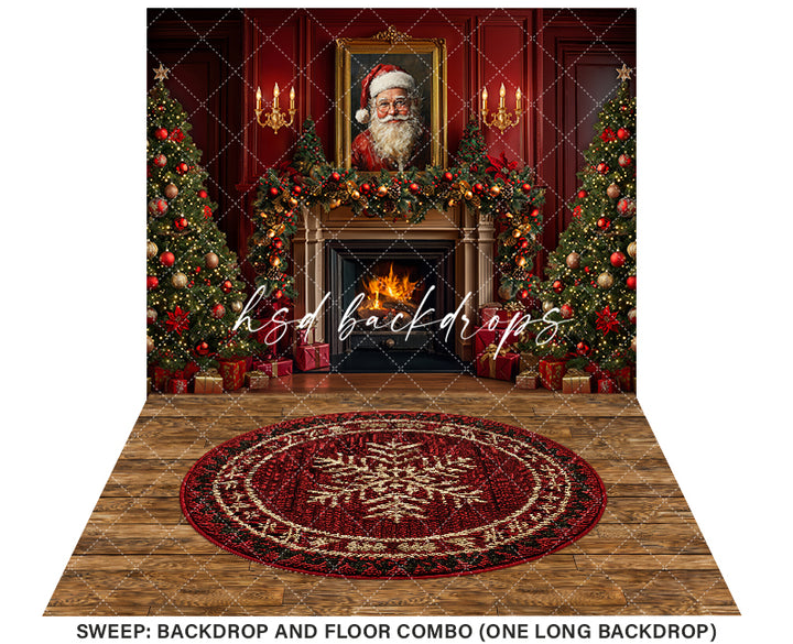 Santa Claus Christmas Fireplace (sweep options) - HSD Photography Backdrops