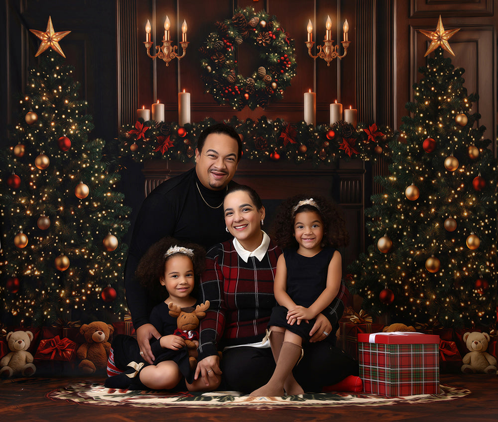 Teddy Bear Christmas Fireplace (sweep options) - HSD Photography Backdrops
