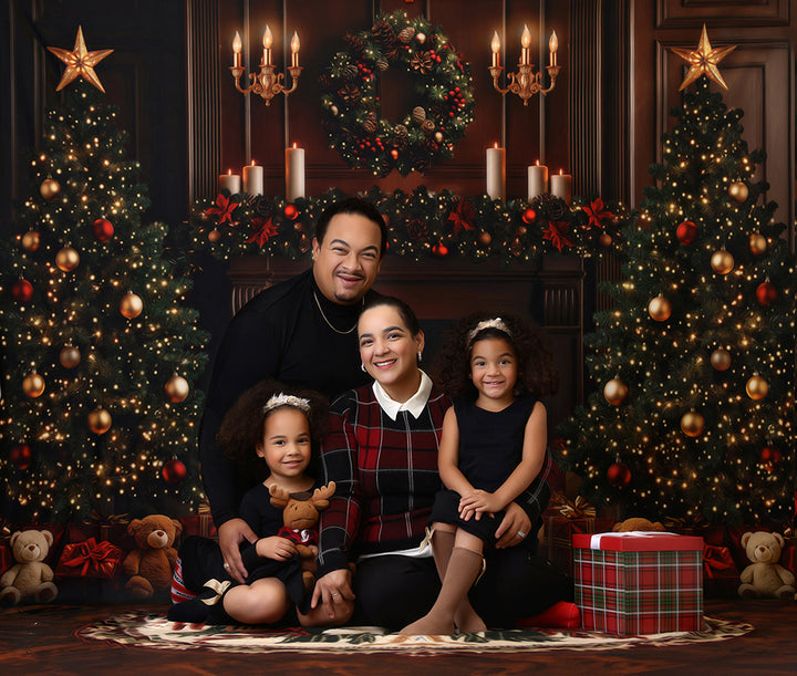 Teddy Bear Christmas Fireplace (sweep options) - HSD Photography Backdrops