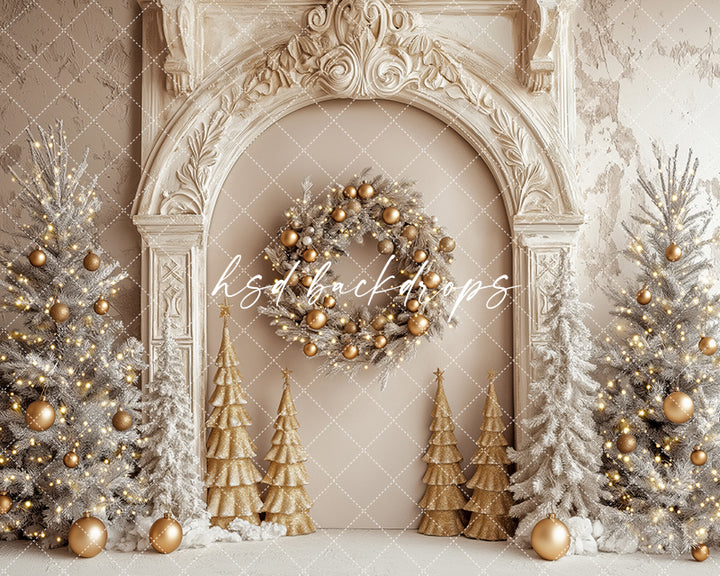 Elegant Arched Christmas Wall (sweep options) - HSD Photography Backdrops