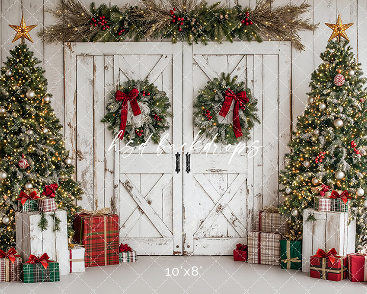 Festive Christmas Barn Doors - HSD Photography Backdrops