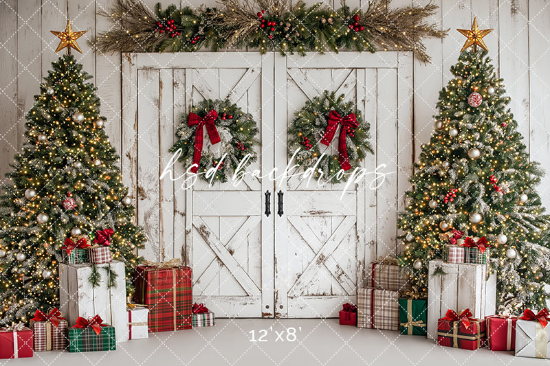 Festive Christmas Barn Doors - HSD Photography Backdrops
