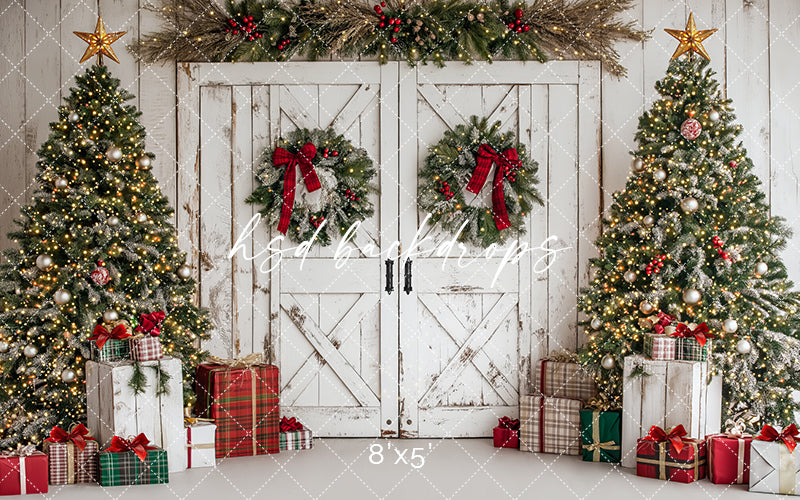 Festive Christmas Barn Doors - HSD Photography Backdrops