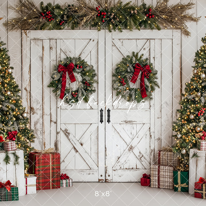 Festive Christmas Barn Doors - HSD Photography Backdrops