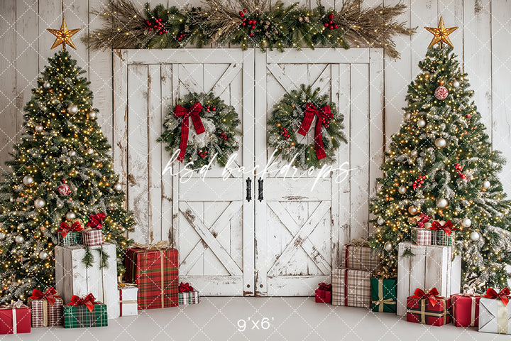 Festive Christmas Barn Doors - HSD Photography Backdrops