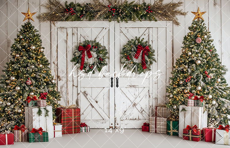 Festive Christmas Barn Doors - HSD Photography Backdrops
