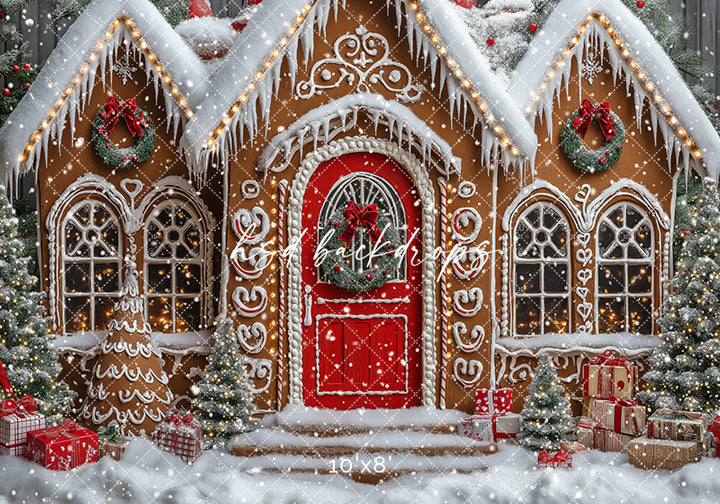 Festive Gingerbread House (sweep options) - HSD Photography Backdrops