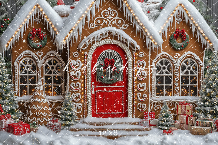 Festive Gingerbread House (sweep options) - HSD Photography Backdrops