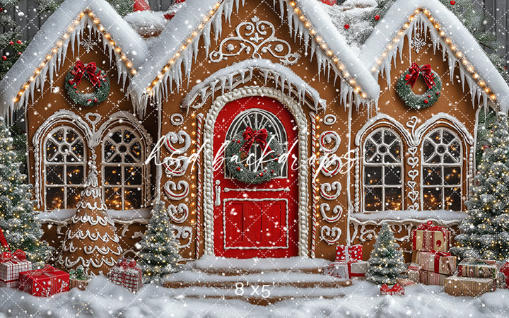 Festive Gingerbread House (sweep options) - HSD Photography Backdrops