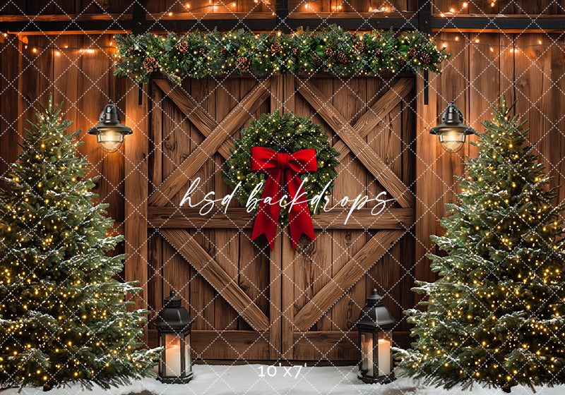 Farmhouse Christmas Barn Doors (sweep options) - HSD Photography Backdrops