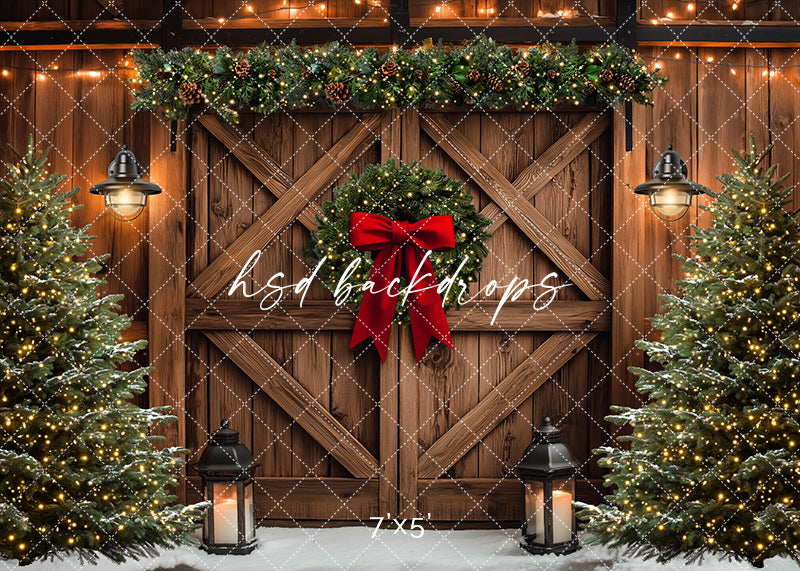 Farmhouse Christmas Barn Doors (sweep options) - HSD Photography Backdrops