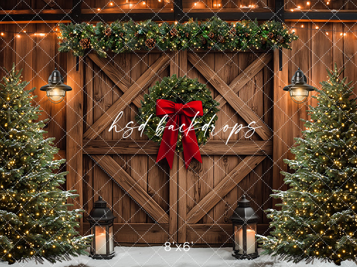 Farmhouse Christmas Barn Doors (sweep options) - HSD Photography Backdrops