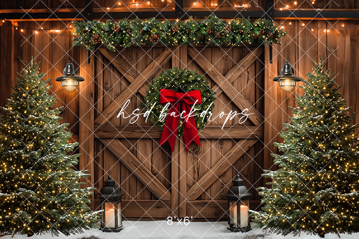 Farmhouse Christmas Barn Doors (sweep options) - HSD Photography Backdrops